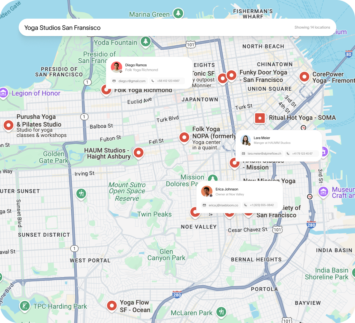 Yoga Studios Map